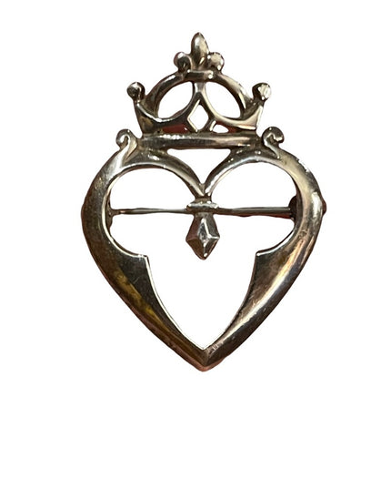 vintage Celtic Sterling silver Scottish heart & crown brooch