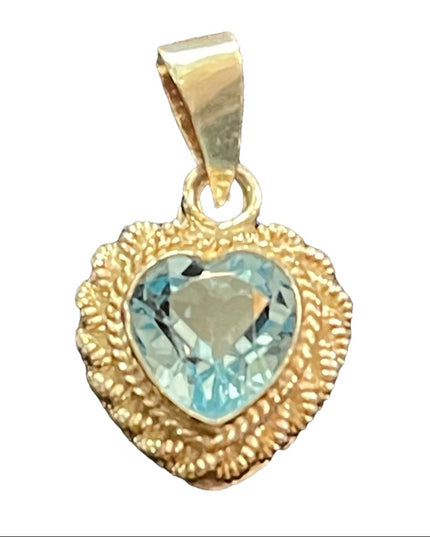 Sterling silver 925 blue glass crystal heart pendant