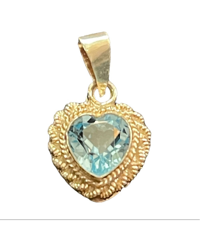 Sterling silver 925 blue glass crystal heart pendant