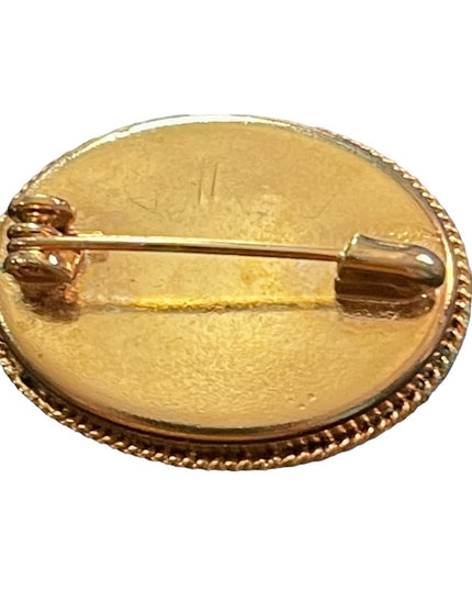 Vintage gold finish micro mosaic flower brooch Italy