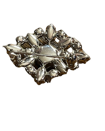 Vintage 1960s blue AB crystal fancy brooch