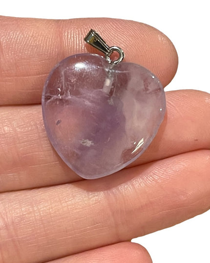 Amethyst stone silver heart necklace pendant