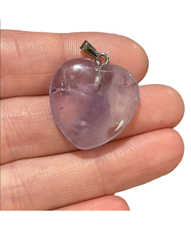 Amethyst stone silver heart necklace pendant
