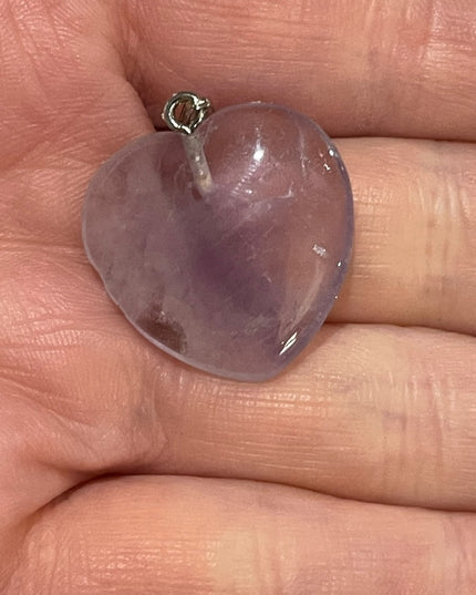 Amethyst stone silver heart necklace pendant