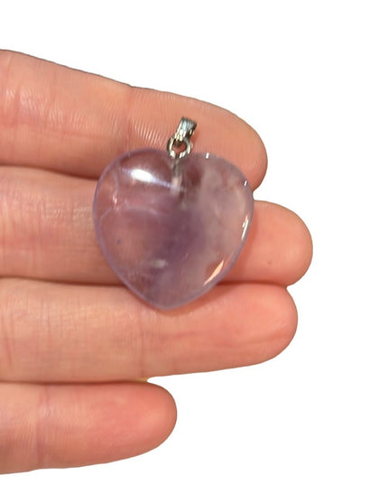 Amethyst stone silver heart necklace pendant