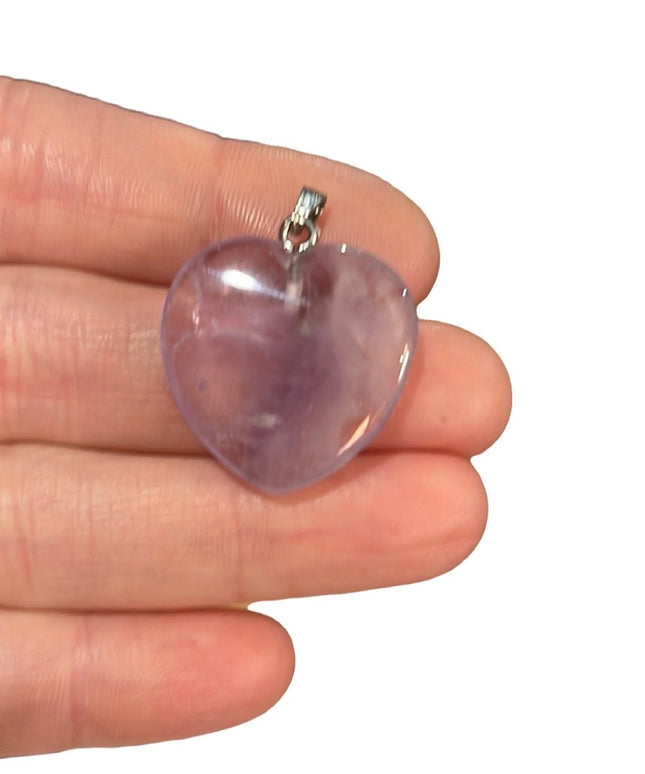 Amethyst stone silver heart necklace pendant