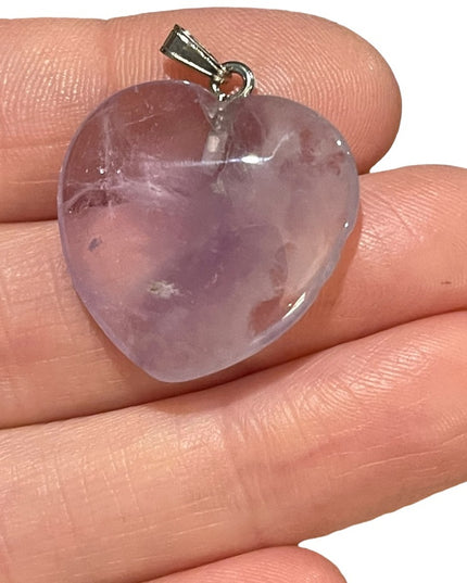 Amethyst stone silver heart necklace pendant