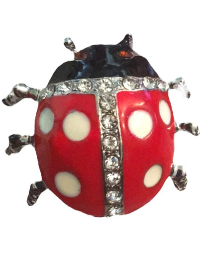 Beautiful Vintage large Lady bug brooch enamel