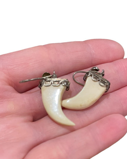 Vintage Faux Saber tooth earrings dangle