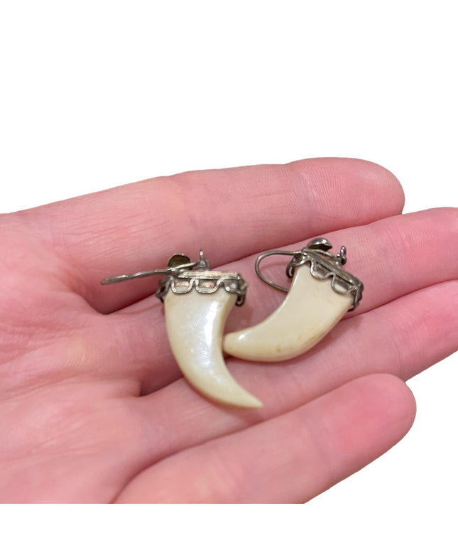 Vintage Faux Saber tooth earrings dangle