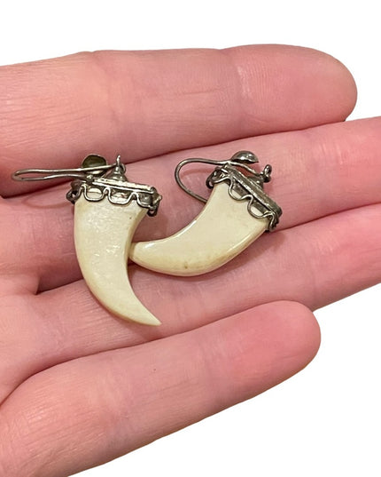 Vintage Faux Saber tooth earrings dangle