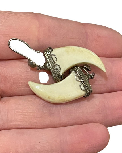 Vintage Faux Saber tooth earrings dangle