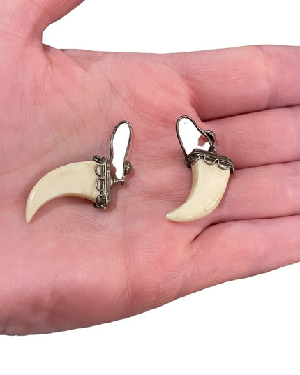 Vintage Faux Saber tooth earrings dangle