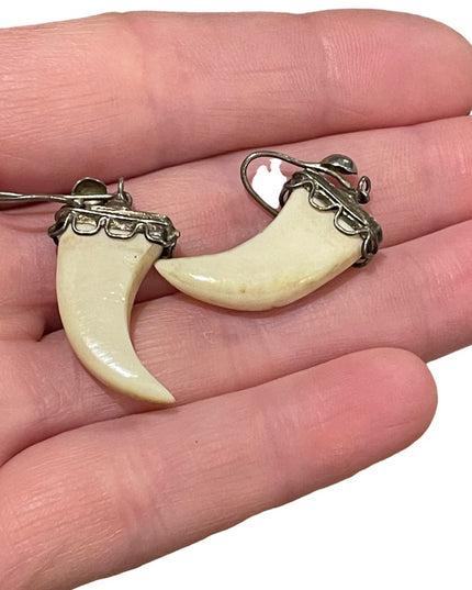 Vintage Faux Saber tooth earrings dangle