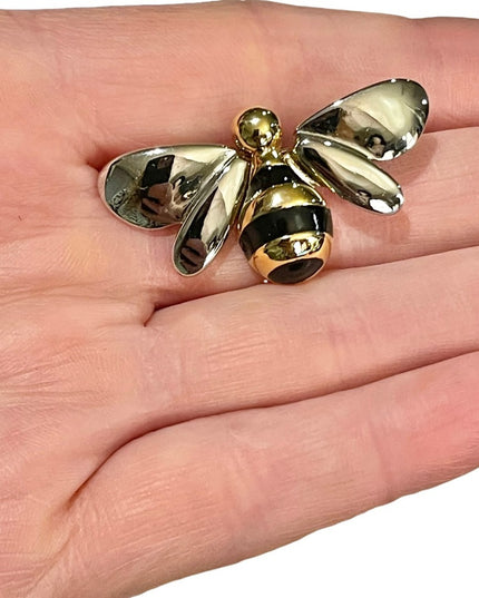 Liz Claiborne Silver gold finish bumble bee brooch