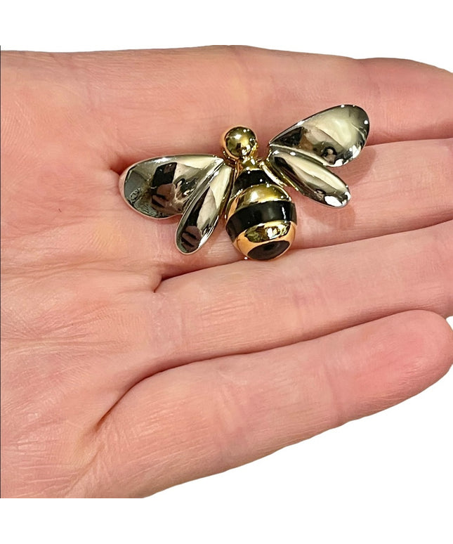 Liz Claiborne Silver gold finish bumble bee brooch
