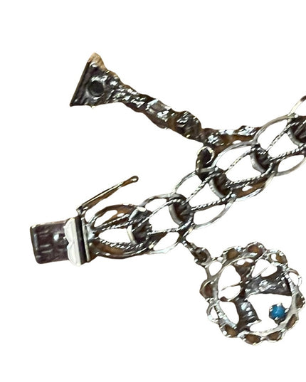 Vintage 1960s Sterling silver charm bracelet 10 charms
