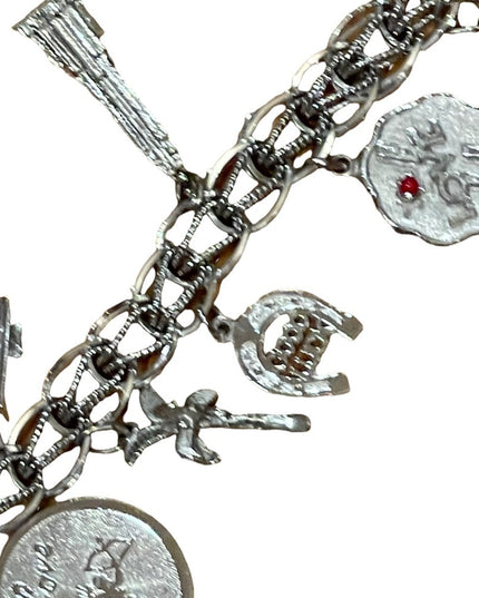 Vintage 1960s Sterling silver charm bracelet 10 charms