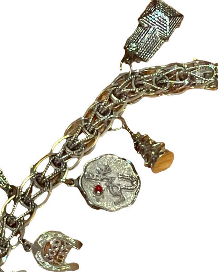 Vintage 1960s Sterling silver charm bracelet 10 charms