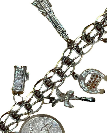 Vintage 1960s Sterling silver charm bracelet 10 charms