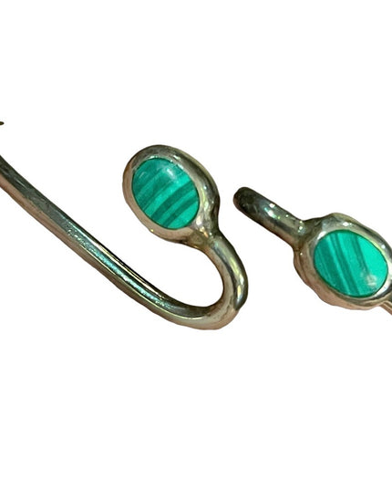 Vintage Sterling silver 925 Mexico Malachite Fancy Bangle bracelet snake head