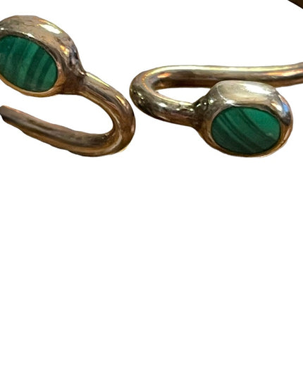 Vintage Sterling silver 925 Mexico Malachite Fancy Bangle bracelet snake head