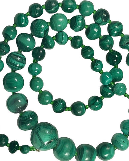 Vintage Graduated chunky heavy  Malachite Beaded necklace