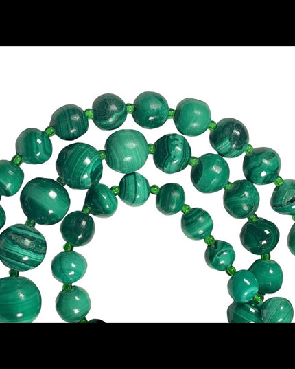 Vintage Graduated chunky heavy  Malachite Beaded necklace