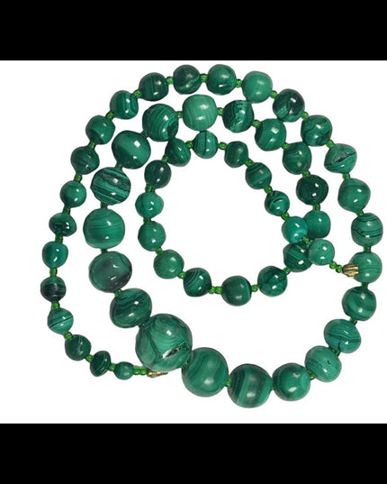 Vintage Graduated chunky heavy  Malachite Beaded necklace