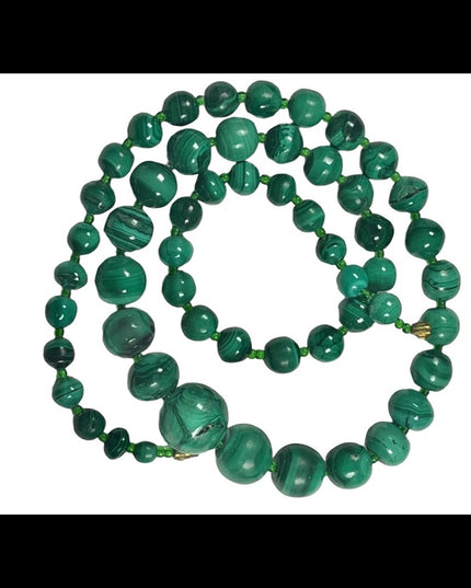 Vintage Graduated chunky heavy  Malachite Beaded necklace