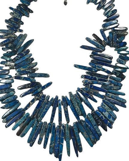 Blue Azurite Malachite Fancy cleopatra beaded bib chunky necklace  2 strand