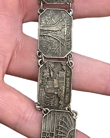 Silver finish Vancouver BC Tour vacation link bracelet vintage