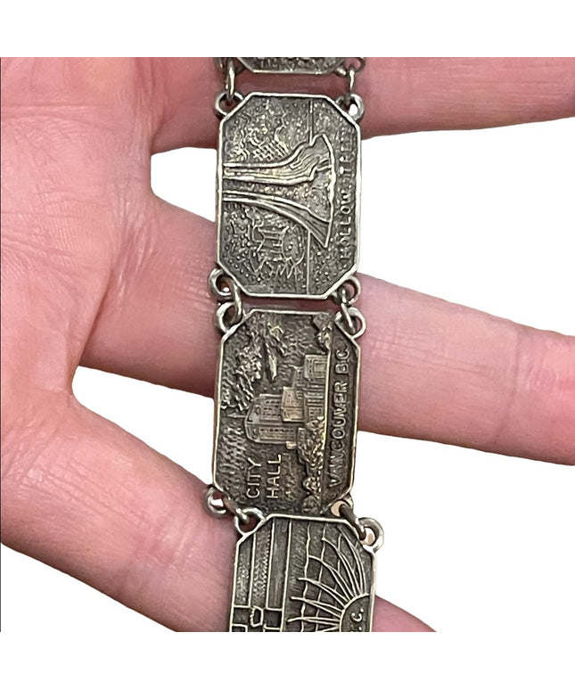 Silver finish Vancouver BC Tour vacation link bracelet vintage