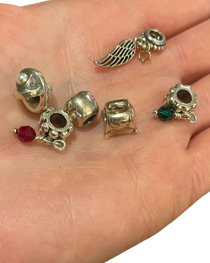 LOT of 6 Sterling silver bracelet charms Fits Pandora