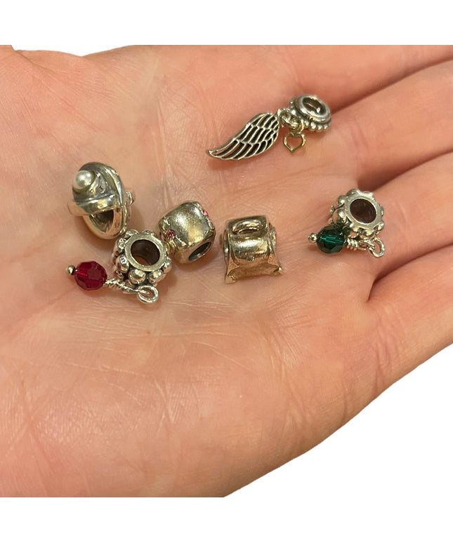 LOT of 6 Sterling silver bracelet charms Fits Pandora
