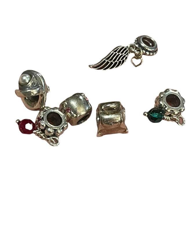LOT of 6 Sterling silver bracelet charms Fits Pandora