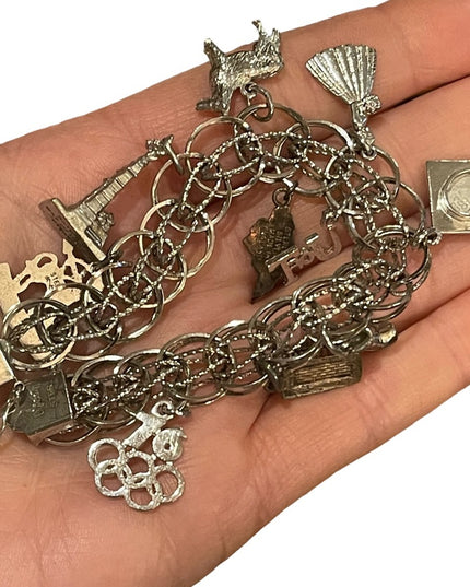 Vintage sterling silver charm bracelet olympics 1976 UofT