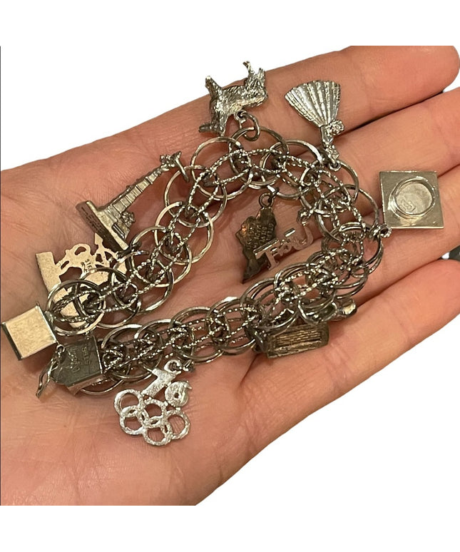 Vintage sterling silver charm bracelet olympics 1976 UofT