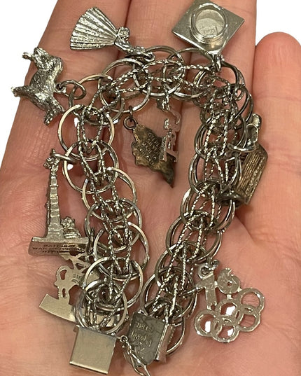 Vintage sterling silver charm bracelet olympics 1976 UofT