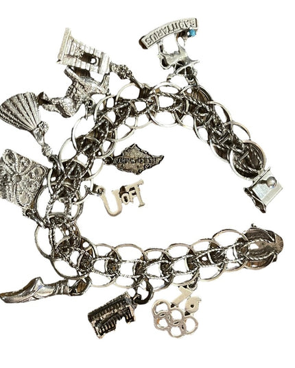 Vintage sterling silver charm bracelet olympics 1976 UofT