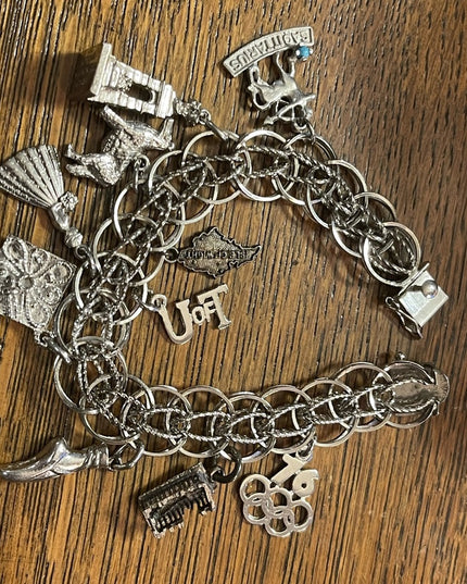 Vintage sterling silver charm bracelet olympics 1976 UofT