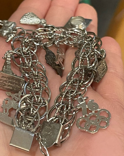 Vintage sterling silver charm bracelet olympics 1976 UofT