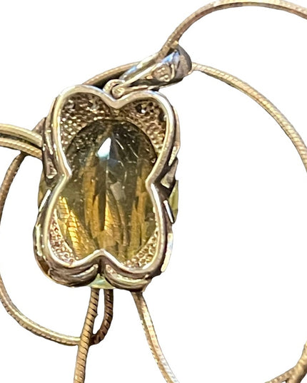 Sterling silver 925 lemon yellow stone pendant necklace