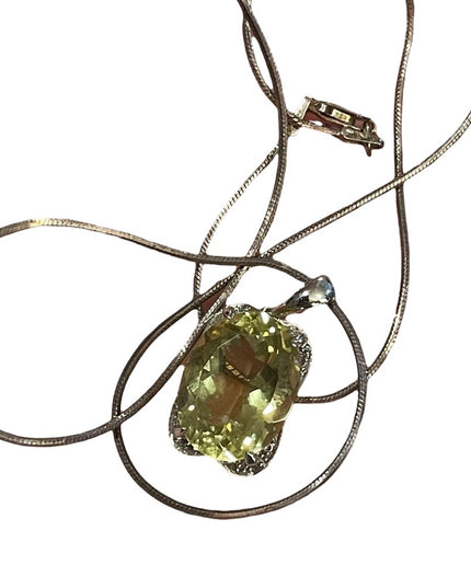 Sterling silver 925 lemon yellow stone pendant necklace