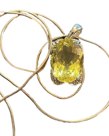 Sterling silver 925 lemon yellow stone pendant necklace