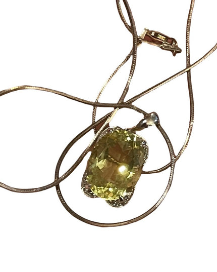 Sterling silver 925 lemon yellow stone pendant necklace