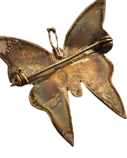 Vintage Sterling 925  abalone Butterfly brooch