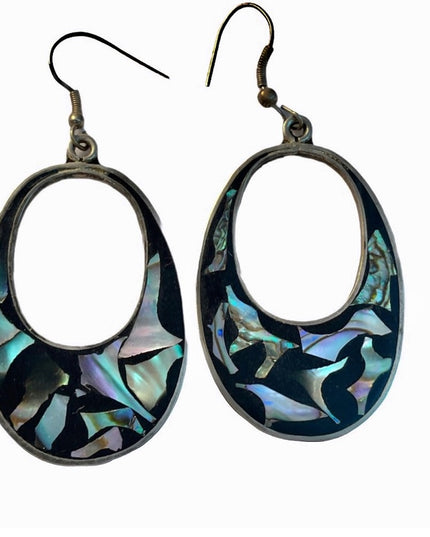 Vintage Alpaca Mexico Dangle earrings fancy design silver