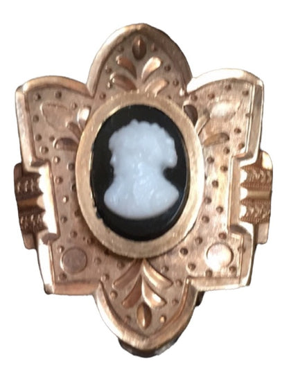 Antique Victorian GF cameo etched brooch pendant