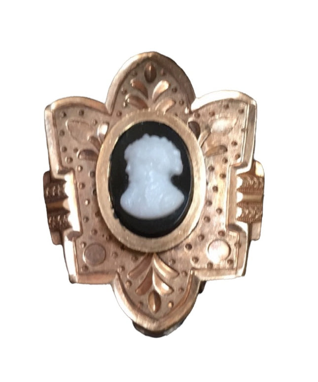 Antique Victorian GF cameo etched brooch pendant